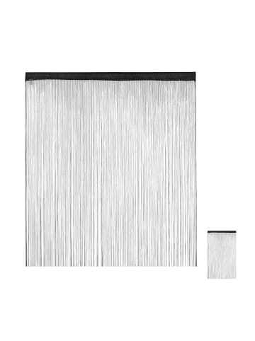 relaxdays 4x Fadenvorhang in Schwarz - (L)245 x (B)145 cm