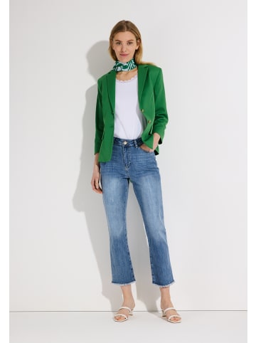 More & More coole, verkürzte Jeans, Fransensaum in blue denim