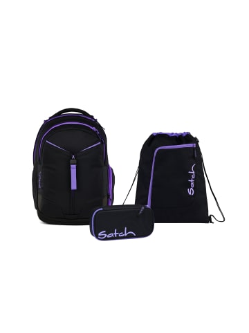 Satch Schulrucksack-Set MATCH Purple Phantom 3-teilig in Schwarz