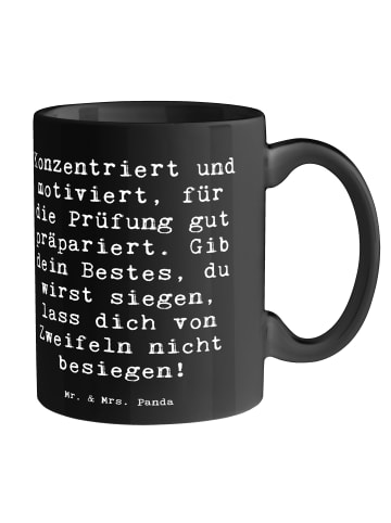 Mr. & Mrs. Panda Tasse Prüfungen bestehen mit Spruch in Schwarz