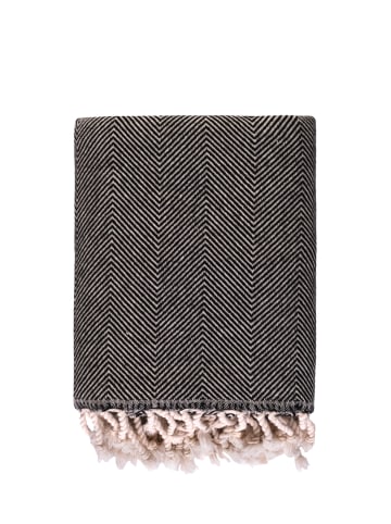 Barine Tagesdecke Wool Herringbone in Schwarz