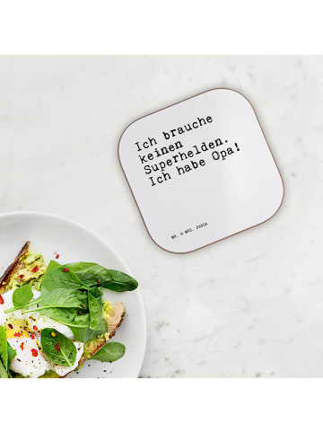 Mr. & Mrs. Panda Untersetzer Ich brauche keinen Superhelden.... ... in Weiß