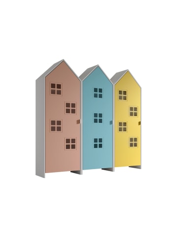 58 aufm Kessel REGALSCHRANK Set Kania 173x37x171 MDF Weiß /Bunt