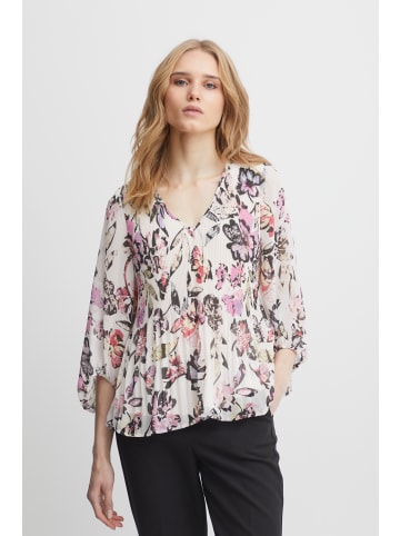 ICHI Bluse kurzarm IHELLY Loose fit in Crystal Gray Collage print