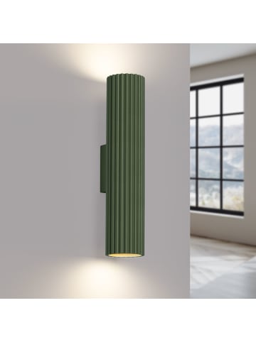 Licht-Erlebnisse Wandlampe (B)6.5 x (H)30 cm in Olivgrün