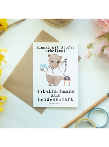 Mr. & Mrs. Panda Grußkarte Hotelfachmann Leidenschaft mit Spruch in Weiß