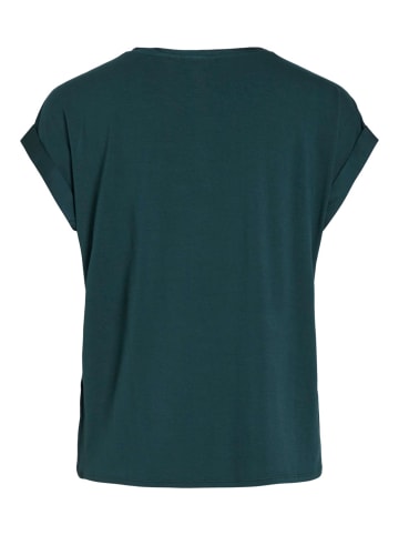 Vila Satin Blusen T-Shirt Kurzarm Basic Top Glänzend VIELLETTE in Grün-4