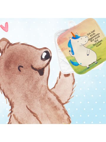 Mr. & Mrs. Panda Ofenhandschuhe Einhorn Mann Design mit Spruch in Weiß