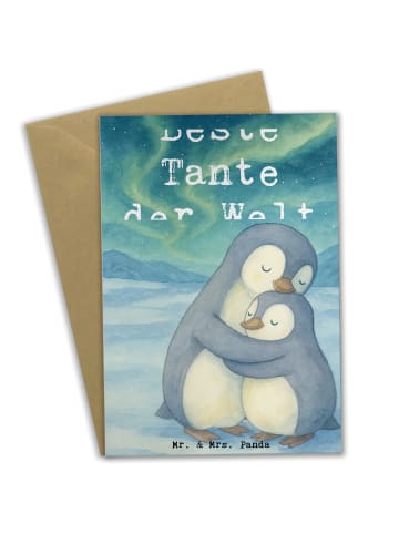 Mr. & Mrs. Panda Grußkarte Pinguin Beste Tante der Welt Design m... in Weiß