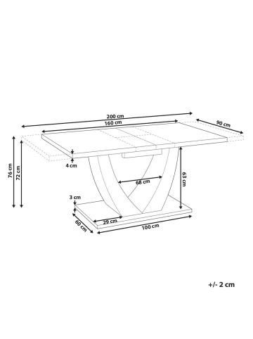 Beliani Ausziehbarer Tisch MERRAN in Beige - (W) 90 x (H) 76 x (L) 160 cm