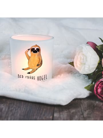 Mr. & Mrs. Panda Outdoor Windlicht Faultier Vogel mit Spruch in Transparent