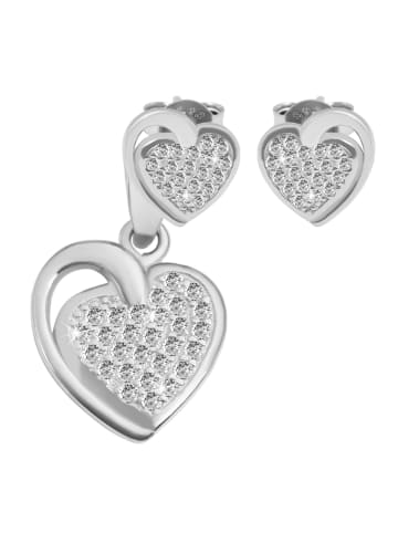 Adeliás Damen Anhänger – Herzanhänger aus 925 Silber mit Zirkonia in silber