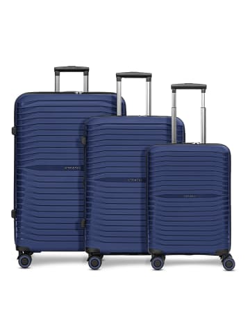 Stratic Shine 4 Rollen Kofferset 3-teilig mit Dehnfalte in navy blue