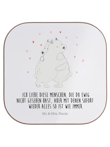 Mr. & Mrs. Panda Untersetzer Eisbär Umarmen mit Spruch in Weiß