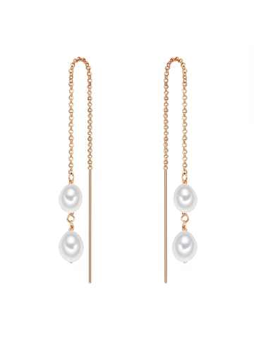 Valero Pearls Perlen-Ohrhänger Sterling Silber Süßwasser-Zuchtperle in roségold