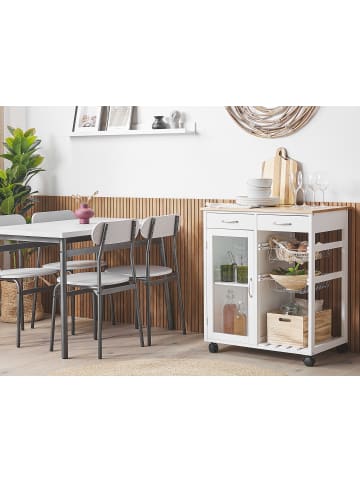 Beliani Servierwagen BOVES in Weiß/Braun - (W) 76 x (H) 88 x (L) 48 cm