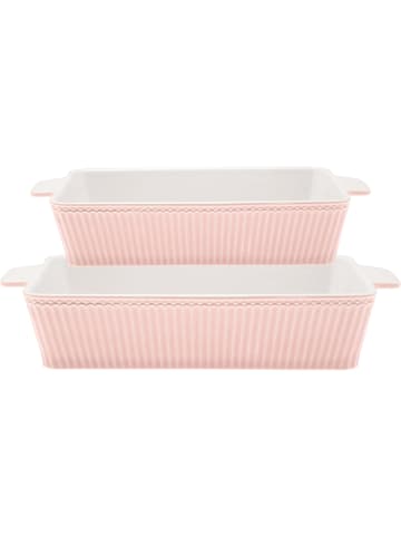Greengate Auflaufform ALICE PALE PINK Rosa Rechteckig 2er Set
