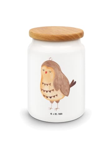 Mr. & Mrs. Panda Keksdose Eule Zufrieden ohne Spruch in Weiß