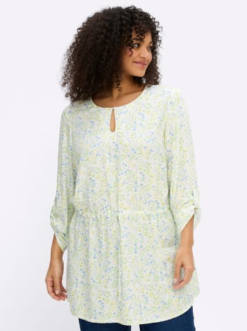 sheego Tunika in ecru-eisblau-gemustert