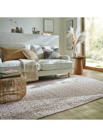 KADIMA DESIGN Teppich Wolle Kurzflor Diamant Muster, Wohnzimmer in Beige