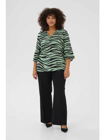 KAFFE curve Kurzarm-Bluse KCleane in Green/Black Animal