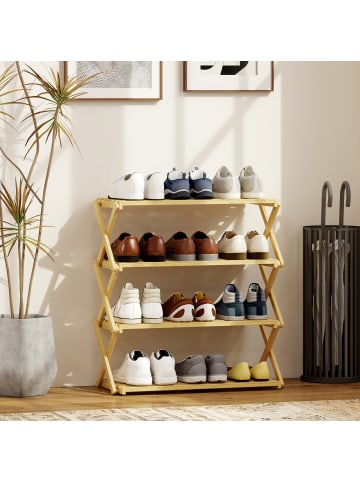 HOMCOM Schuhregal in Naturholz 60L x 29B x 67H cm