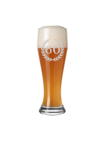 LUXENTU Weizenbierglas mit Gravur 60. Jubiläum in Transparent 0,5 l in transparent