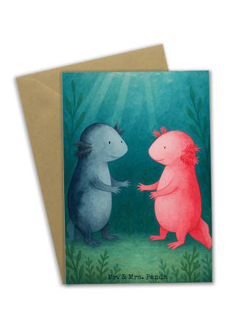 Mr. & Mrs. Panda Glückwunschkarte Axolotl Liebe Design ohne Spruch in Weiß