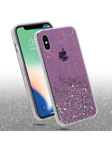 cadorabo Hülle für Apple iPhone X / XS Glitter in Lila mit Glitter