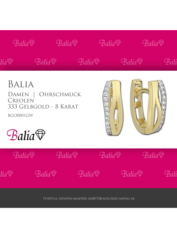 BALIA Gold 333 Damen Creolen Wellen Ohrringschmuck ca. 1,3cm