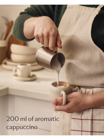 Cosumy Cappuccino Tassen Set 200 ml, 4er Set, handglasiert