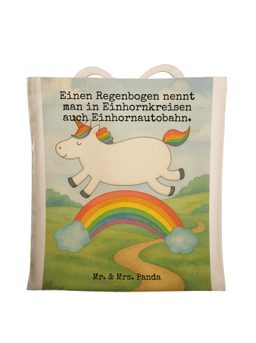 Mr. & Mrs. Panda Laptoptasche Einhorn Regenbogen Design mit Spruch in Weiß