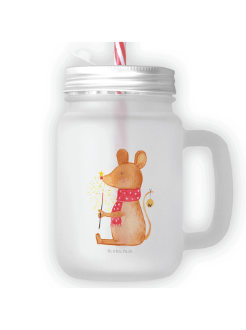 Mr. & Mrs. Panda Trinkglas Mason Jar Maus Weihnachten ohne Spruch in Transparent