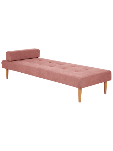 Beliani Chaiselongue NIORT in Rosa/Heller Holzfarbton - (W) 74 x (H) 40 x (L) 200 cm
