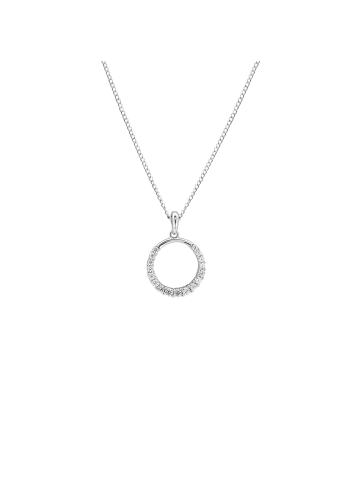 Alexander York Kette mit Anhänger CIRCLE ZIRKONIA rhodiniert in 925 Sterling Silber, 2-tlg.