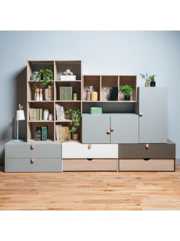 CALICOSY Kommode STIGE in Grau - (W) 94 x (H) 47 x (L) 49 cm