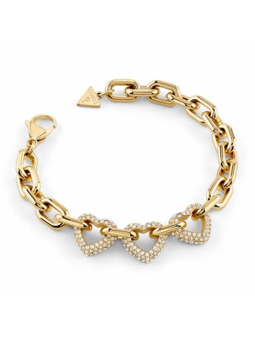 Guess Damen-Armband Multi Pavé Hearts Weiß/Goldfarben