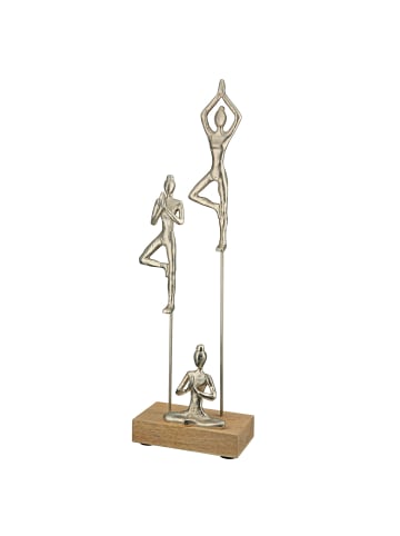 GILDE Skulptur Yogagruppe silberfarben - (H) 51 cm