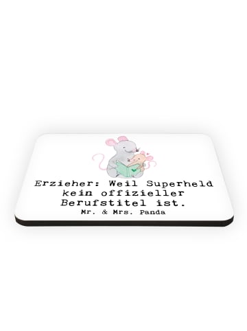 Mr. & Mrs. Panda Magnet Erzieher Superheld mit Spruch in Weiß