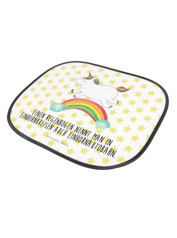 Mr. & Mrs. Panda Sonnenschutz Auto Einhorn Regenbogen mit Spruch in Weiß