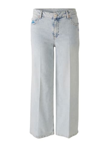 Oui Jeans WIDE LEG mid waist, cropped in blue denim