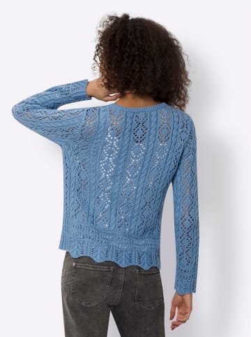 Heine Ajourstrickjacke in mittelblau