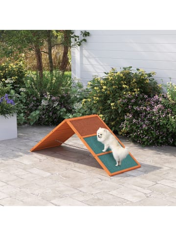 Pawhut Hunde Agility Steg Orange Tannenholz