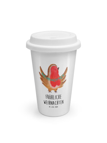Mr. & Mrs. Panda Kaffeebecher To Go Rotkehlchen Weihnachten mit ... in Weiß