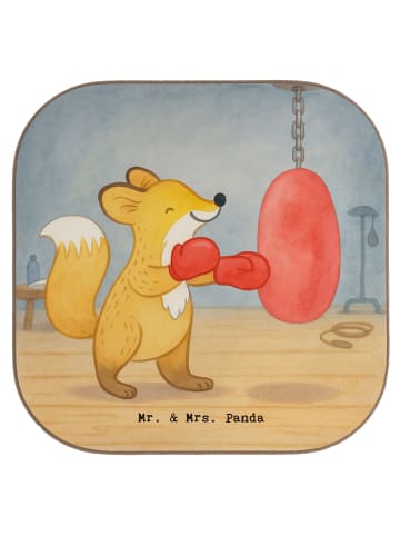 Mr. & Mrs. Panda Glasuntersetzer Fuchs Boxen Design ohne Spruch in Weiß