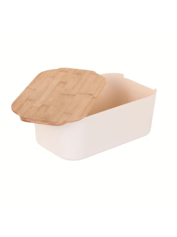 Excellent Houseware Brotkasten mit Bambusdeckel in Cremefarben, (B) 18,5 x (H) 12 x (L) 33 cm