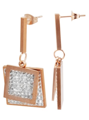 Adeliás Damen Ohrringe – Ohrstecker aus Edelstahl mit Strass Steinchen in gold