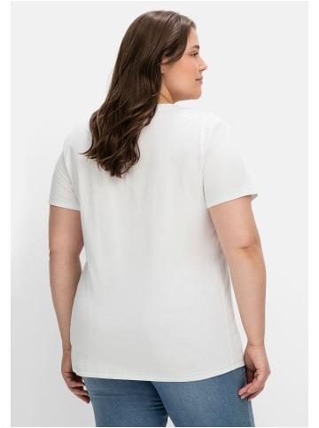 sheego Jerseyshirt in weiß bedruckt