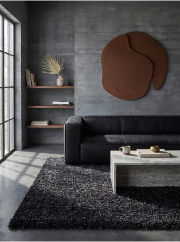 KADIMA DESIGN Teppich Hochflor Shaggy Waschbar Einfarbig RHEIN Strapazierfähig in Anthrazit