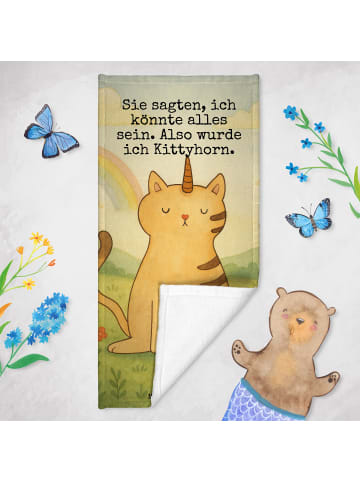 Mr. & Mrs. Panda Duschtuch Einhorn Katze Design mit Spruch in Weiß
